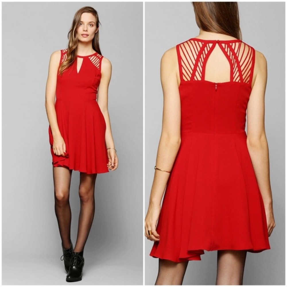 Sparkle & Fade Red Skater Lattice Dress
